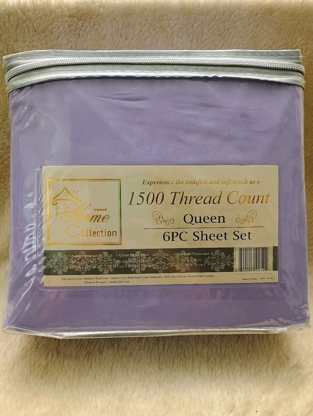 NWT Sweet Home Collection Queen Sheet Set Lavender 6pc 1500 Series